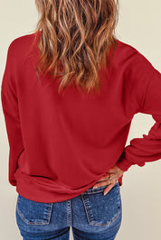 Heart Round Neck Dropped Shoulder Sweatshirt