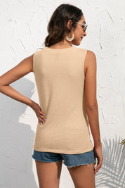 Ivy Lane Buttoned Deep V Tank