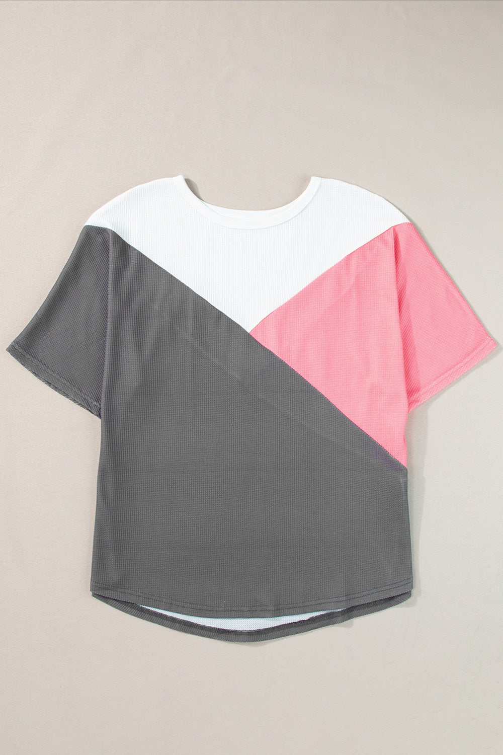 Color Block Round Neck Half Sleeve Top