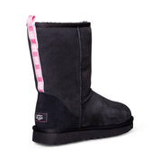 UGG Classic Short II Graphic Logo Black Neon Pink Boots - Women's