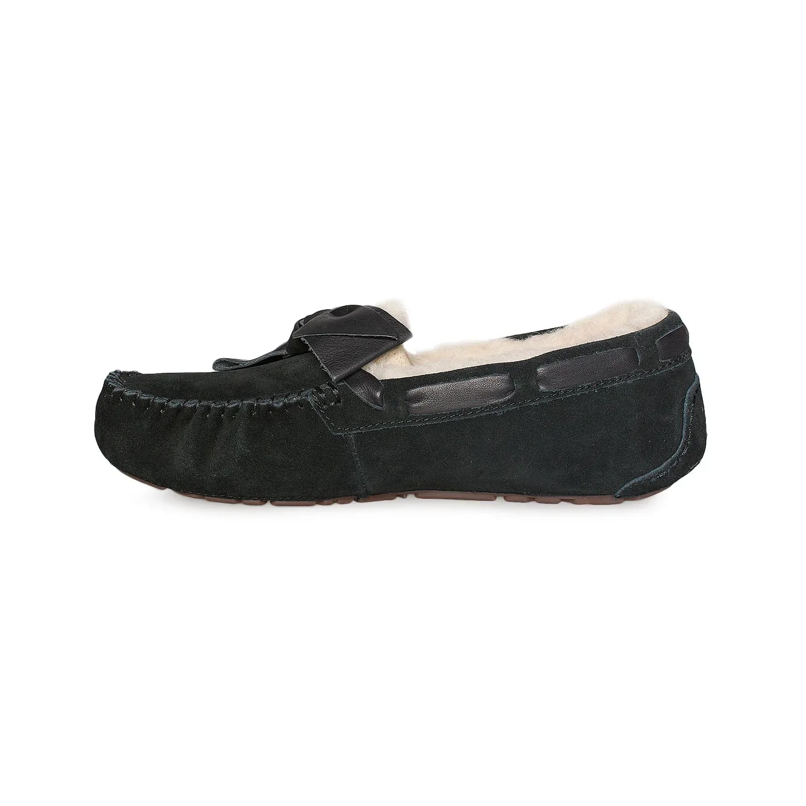 UGG Dakota Leather Bow Black Slippers - Women's