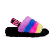 UGG Fluff Yeah Slide Black Tuffy Pink Multi Slippers - Women's