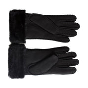 UGG Sheepskin Classic Turn Cuff Black Gloves - Women's