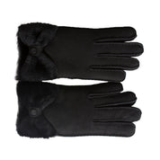 UGG Sheepskin Bow Black Gloves - Women's