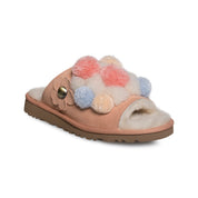 UGG Clio Pom Pom Slide Suntan Slippers - Women's