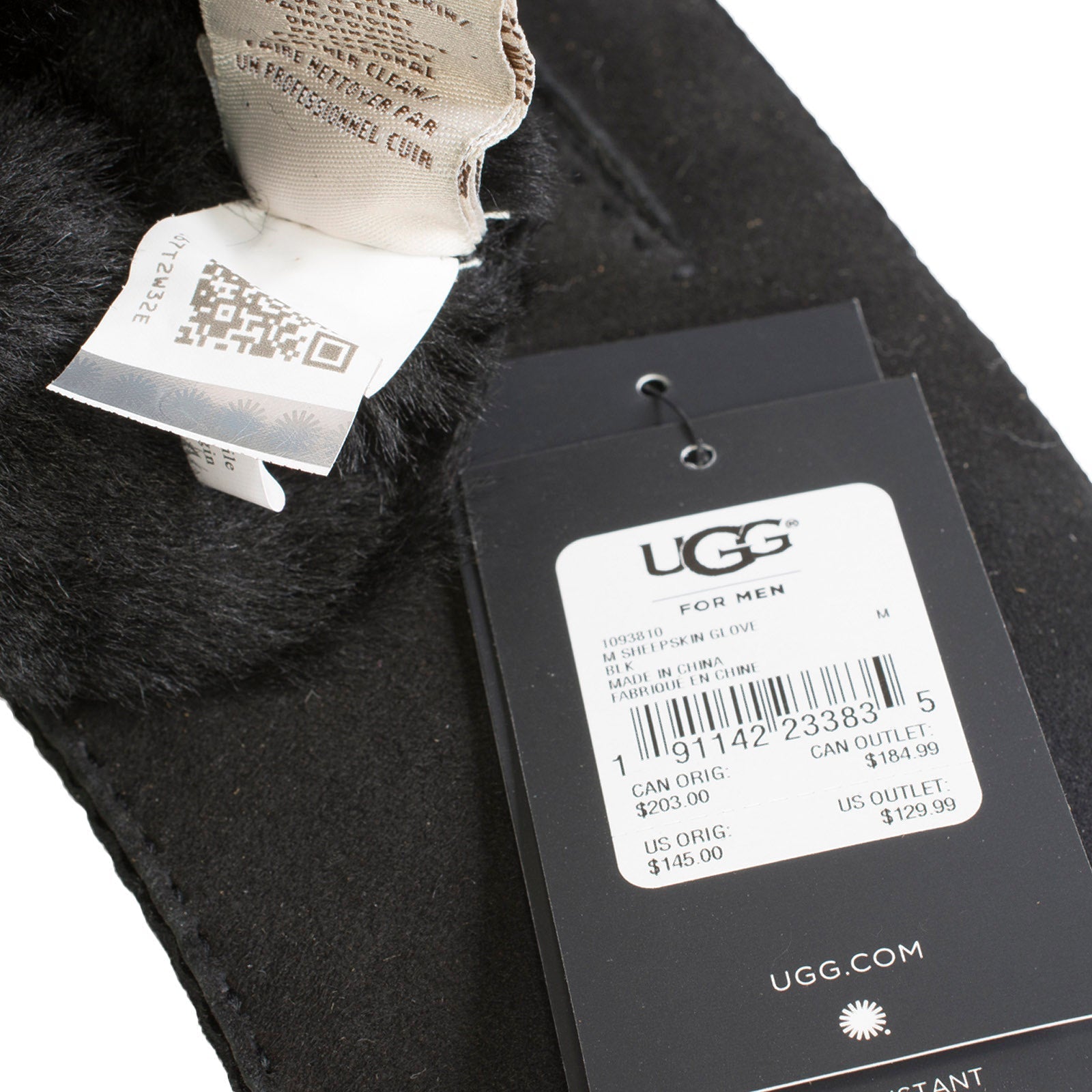 UGG Shearling Without Points Black Gloves - Men's