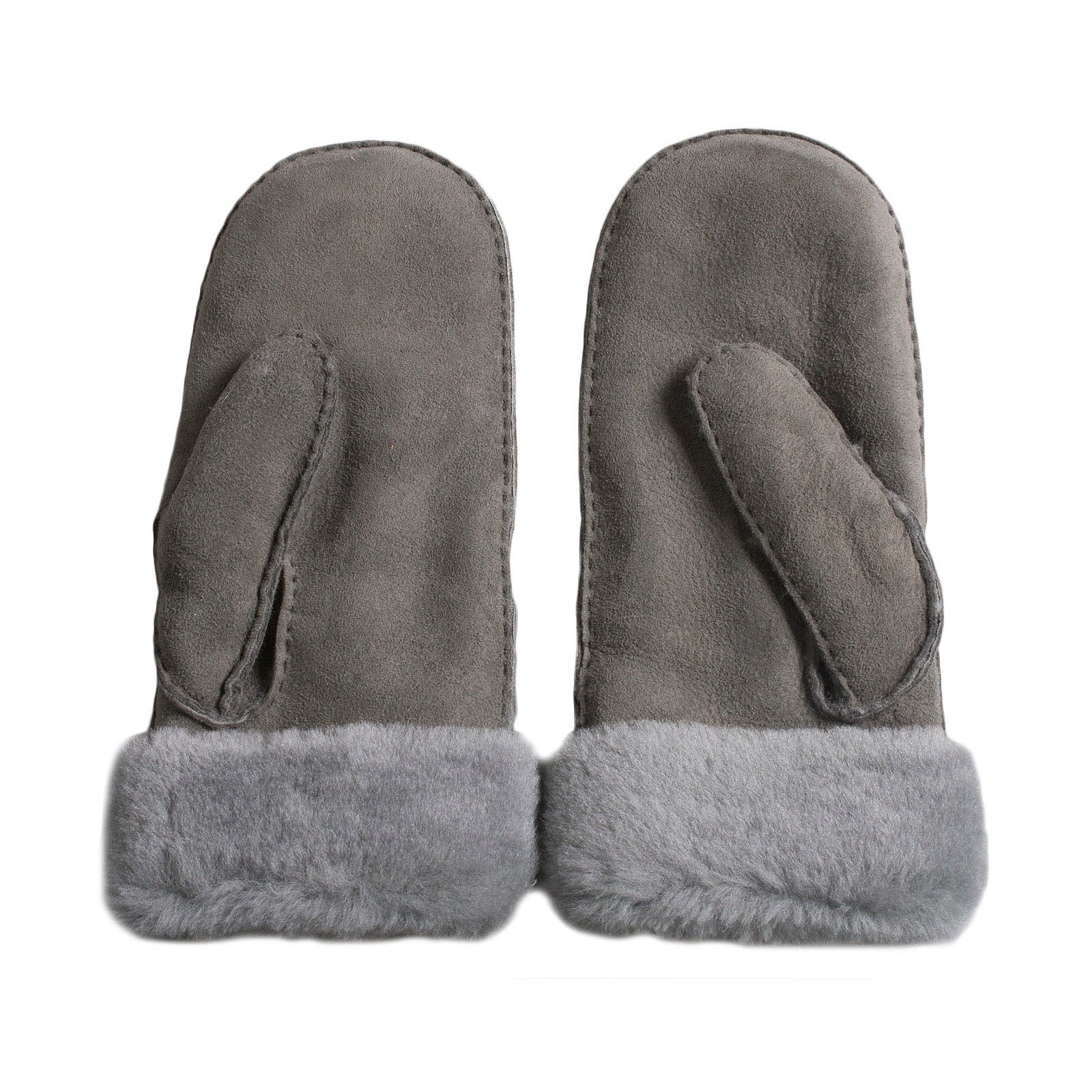 UGG Sheepskin Leather Grey Mittens - Women's