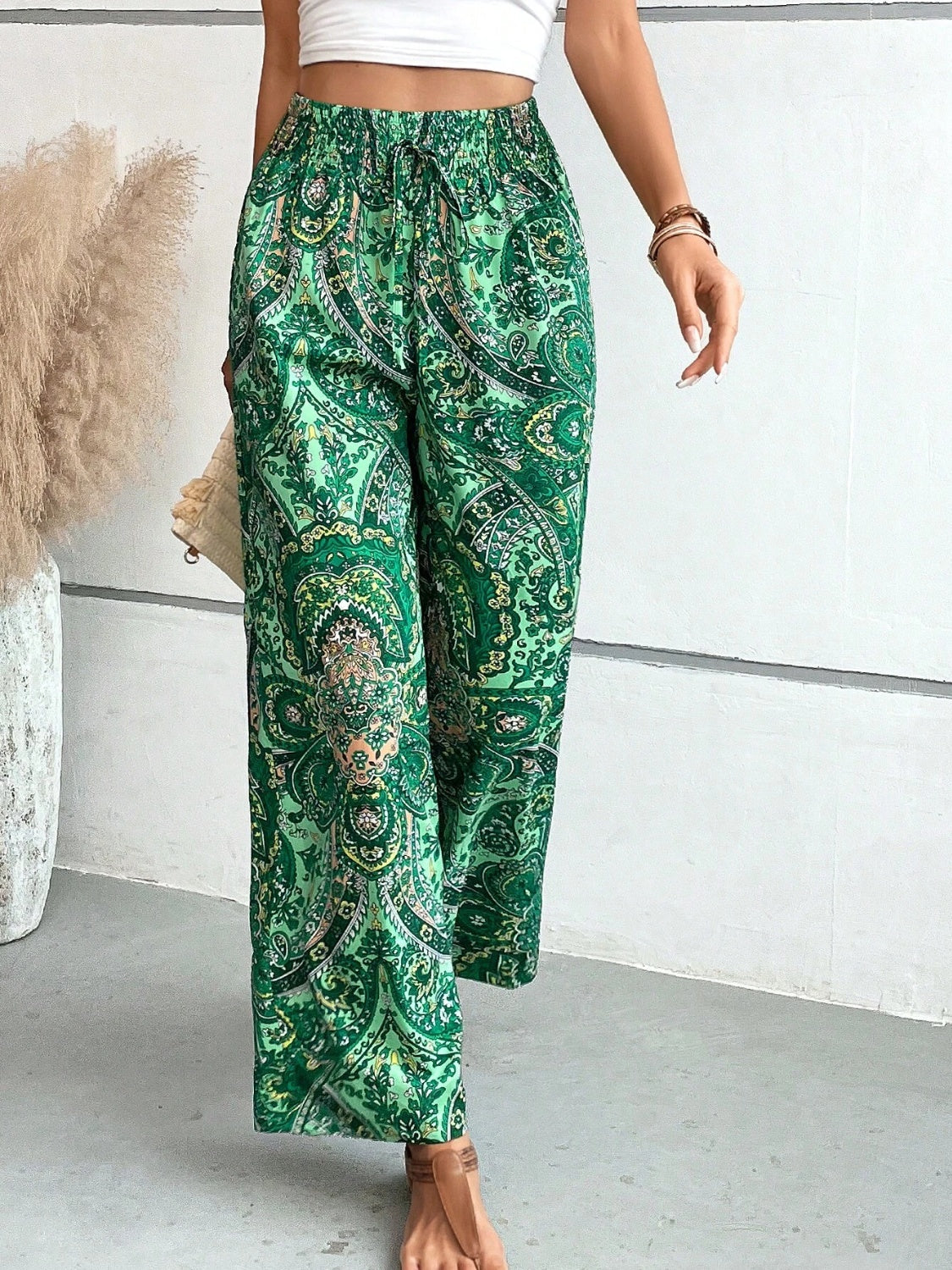 Printed Wide Leg Pants