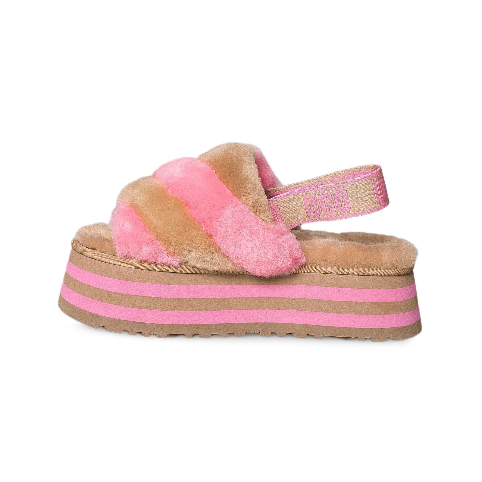 UGG Disco Slide Chestnut Pink Rose Combo Slippers - Women's