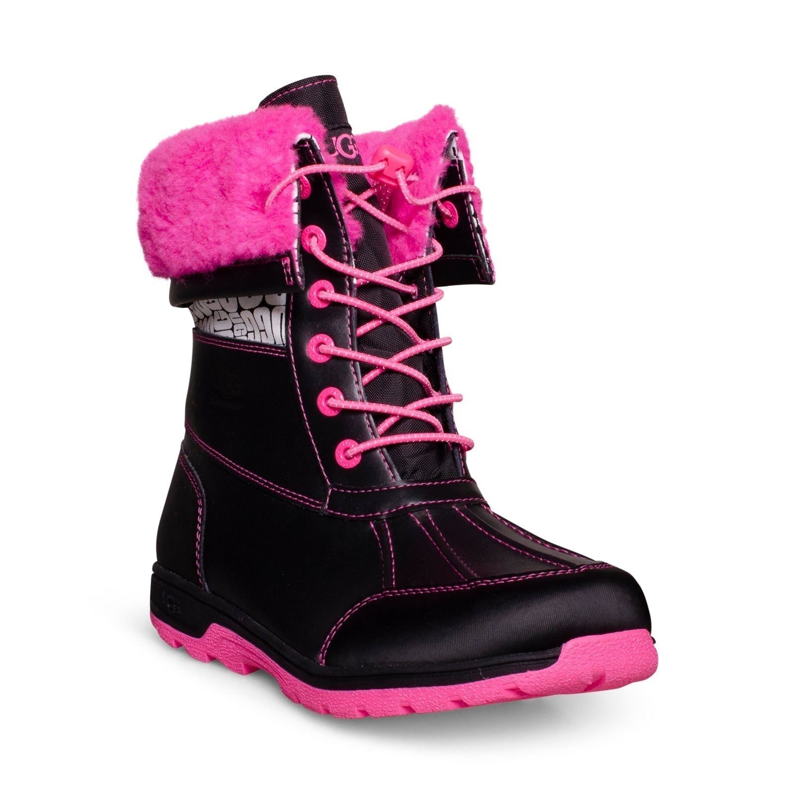 UGG Butte II CWR Glow Graphic Pink / Black Boots - Youth