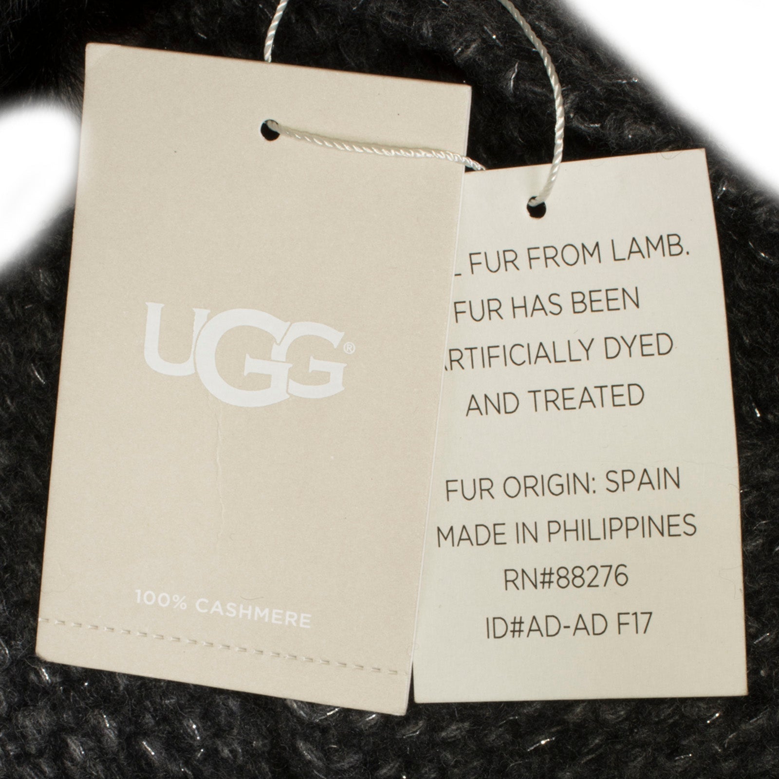 UGG Quatro Pom Cashmere Charcoal Heather Scarf - Women's