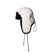 UGG Quilted Nylon Trapper With Fur White Hat - Women's