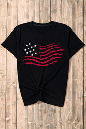 US Flag Round Neck Short Sleeve T-Shirt