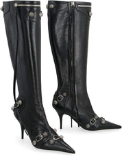 Balenciaga Cagole Leather Pointy-Toe Boots