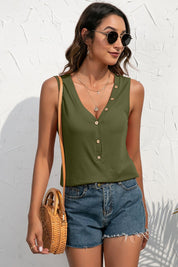 Ivy Lane Buttoned Deep V Tank