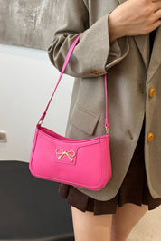 Bow Trim PU Leather Shoulder Bag