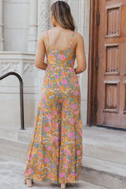 Floral Spaghetti Strap Wide Leg Jumpsuit