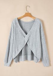 Crossover Backless Long Sleeve Knit Top