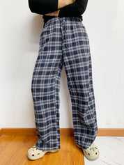 Plaid Drawstring Wide Leg Pants