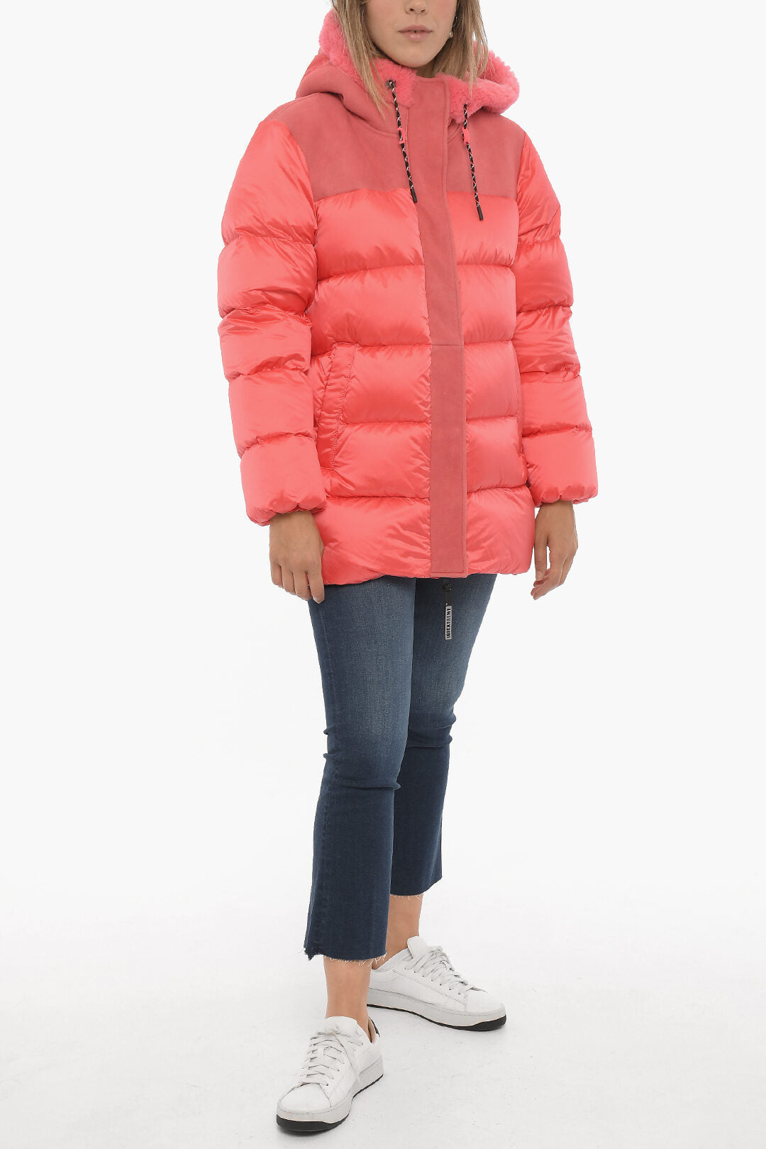 UGG Nylon SHASTA Down Jacket with Real Fur Details