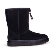 UGG Classic Short Zipper Tape Logo Black Boots - Women's