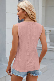 Eyelet V-Neck Wide Strap Tank