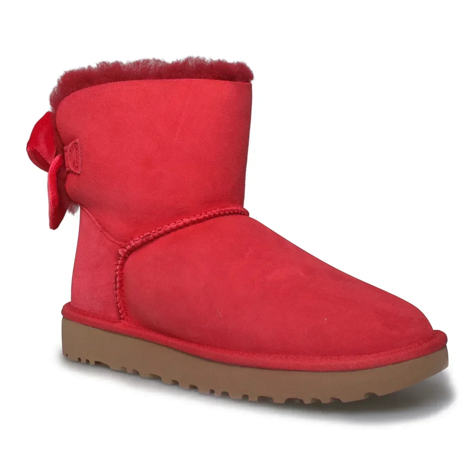 UGG Mini Bailey Bow II Velvet Ribbon Ribbon Red Boots - Women's