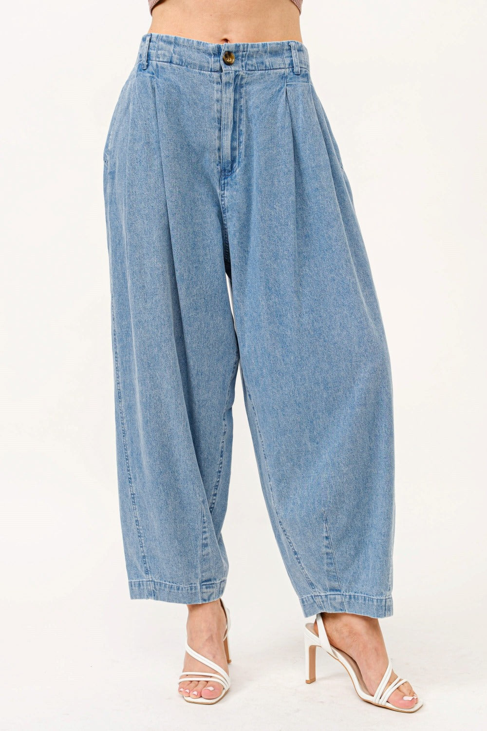 And The Why Elastic Back Pleated Baggy Jeans