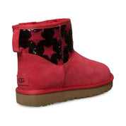 UGG Classic Mini Sequin Stars Ribbon Red Boots - Women's