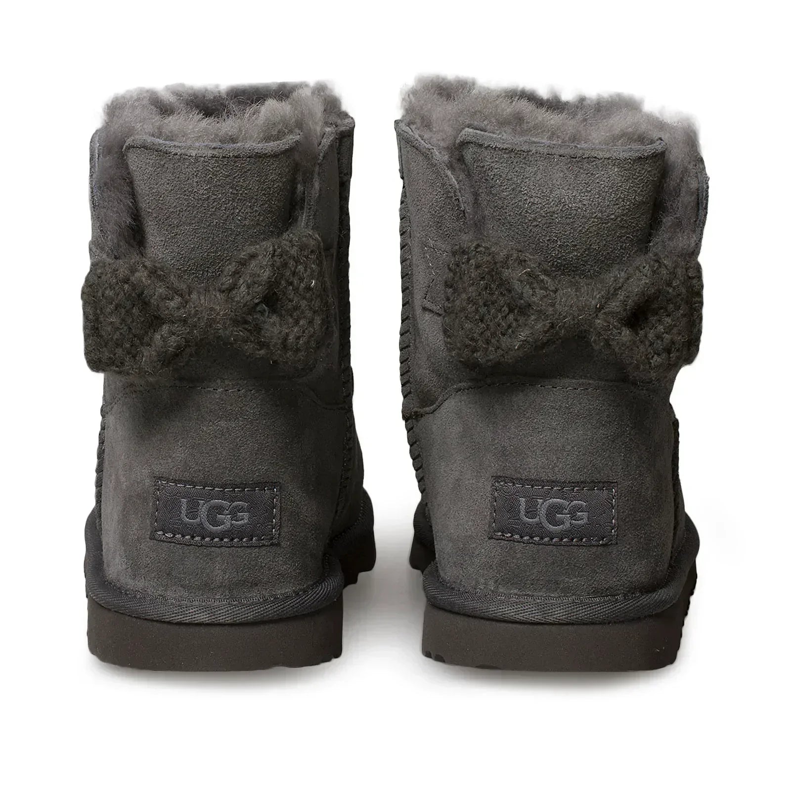 UGG Mini Bailey Knit Bow Charcoal Boots - Youth