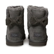 UGG Mini Bailey Knit Bow Charcoal Boots - Youth