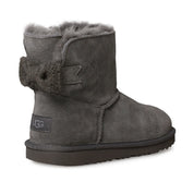 UGG Mini Bailey Knit Bow Charcoal Boots - Youth