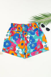 Drawstring Printed High Waist Shorts