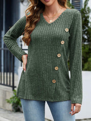 V-Neck Long Sleeve T-Shirt