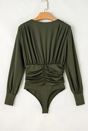 Ruched Surplice Long Sleeve Bodysuit