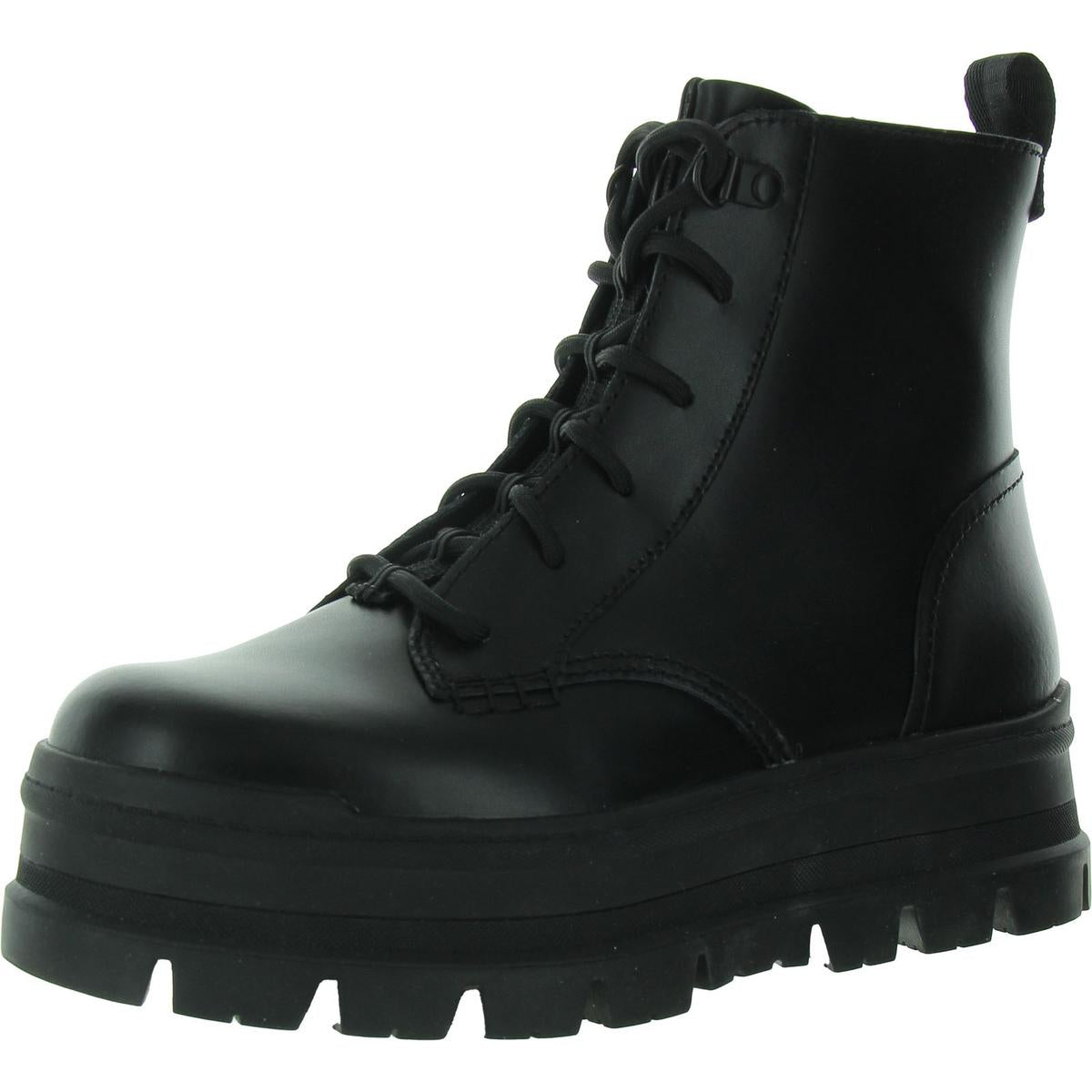 Sidnee Womens Leather Combat & Lace-Up Boots