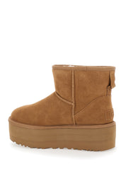 'Classic Mini Platform' Beige Ankle Boots With Platform In Suede Woman