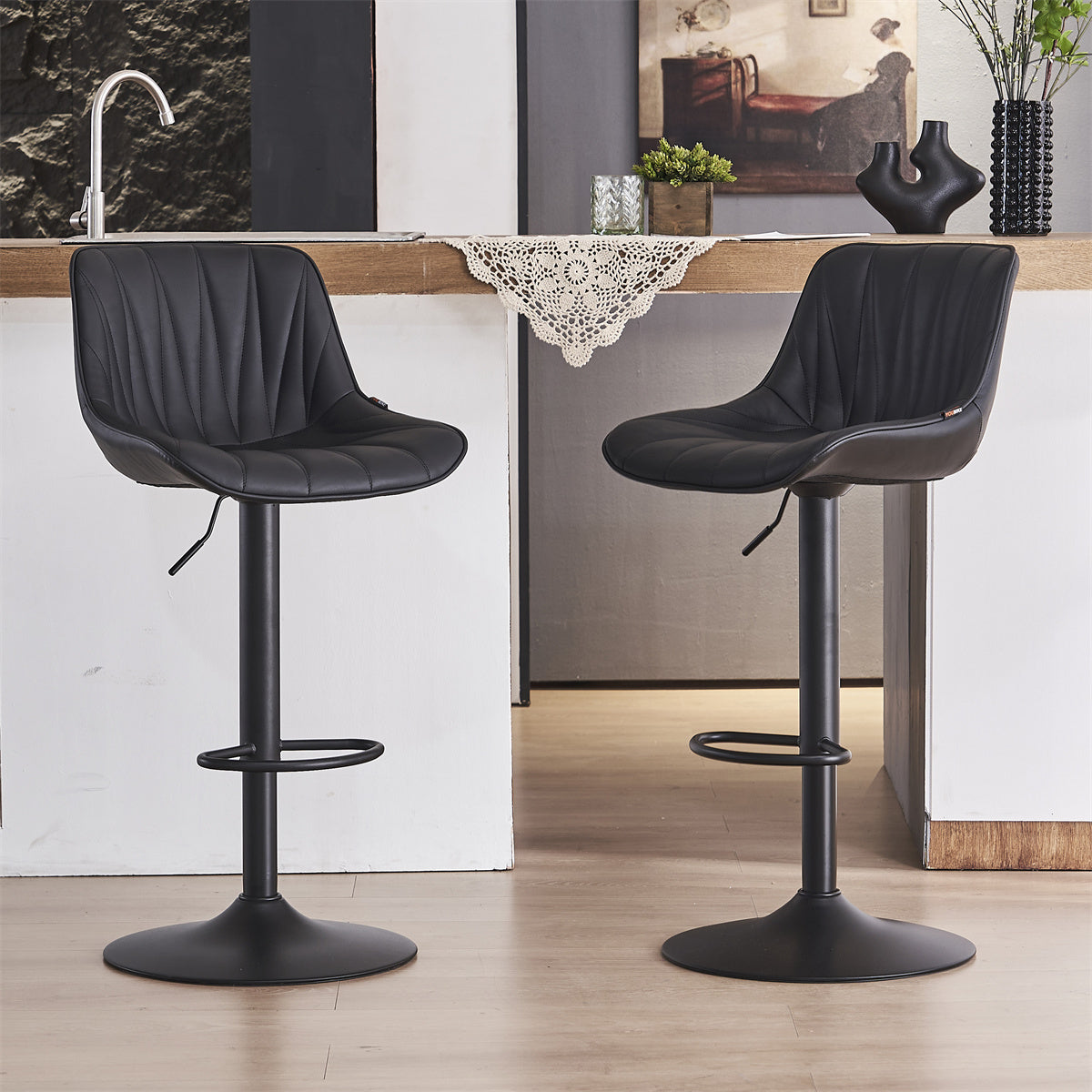 YOUNIKE Bar Stools Adjustable Swivel Bar Chairs