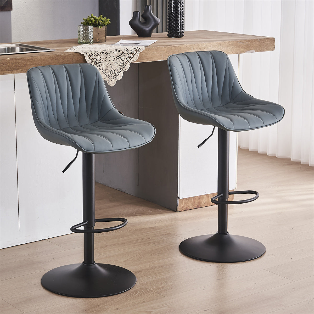 YOUNIKE Bar Stools Adjustable Swivel Bar Chairs