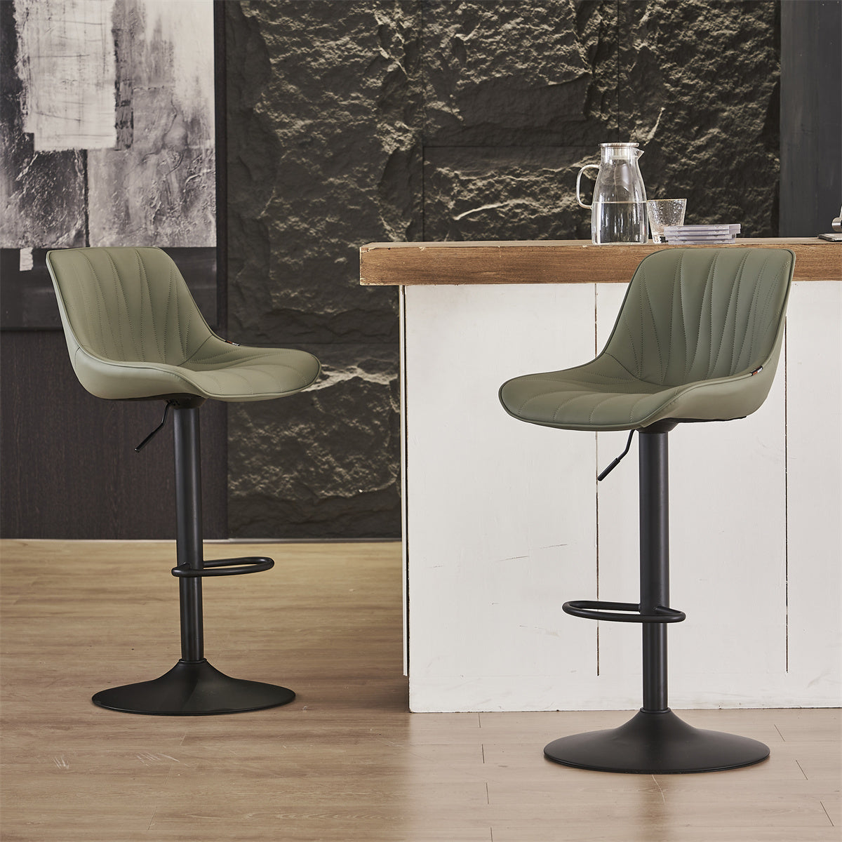 YOUNIKE Bar Stools Adjustable Swivel Bar Chairs