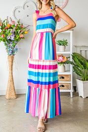 Striped Sleeveless Maxi Dress