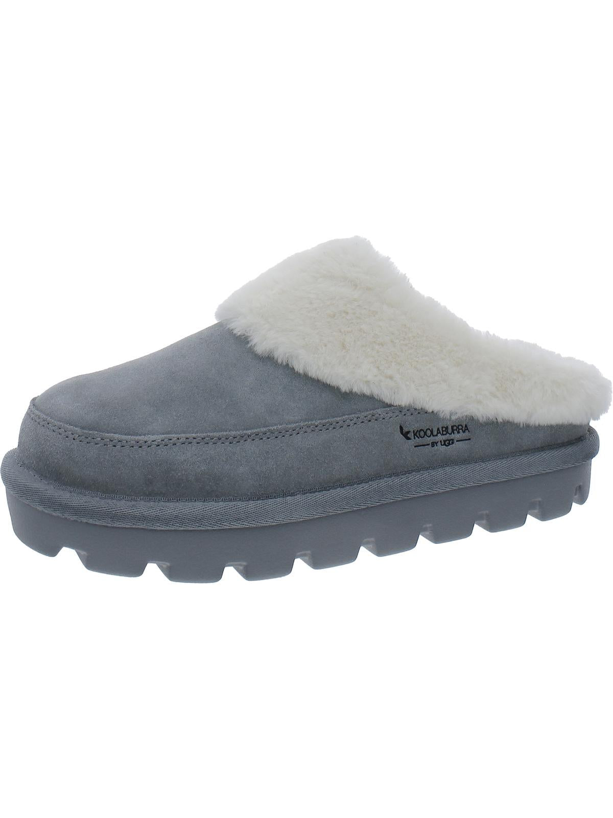 Tizzey Womens Suede Faux Fur Lined Scuff Slippers