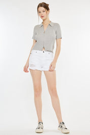 Kancan Raw Hem Distressed Denim Shorts