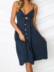 Cutout Smocked Sweetheart Neck Cami Dress