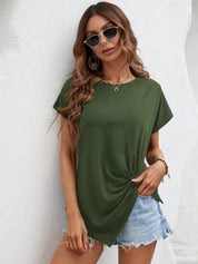 Asymmetric Hem Round Neck T-Shirt