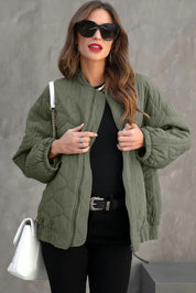 Zip Up Drop Shoulder Long Sleeve Puffer Jacket