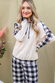 And The Why Drawstring Hooded Top and Plaid Pants Lounge Set