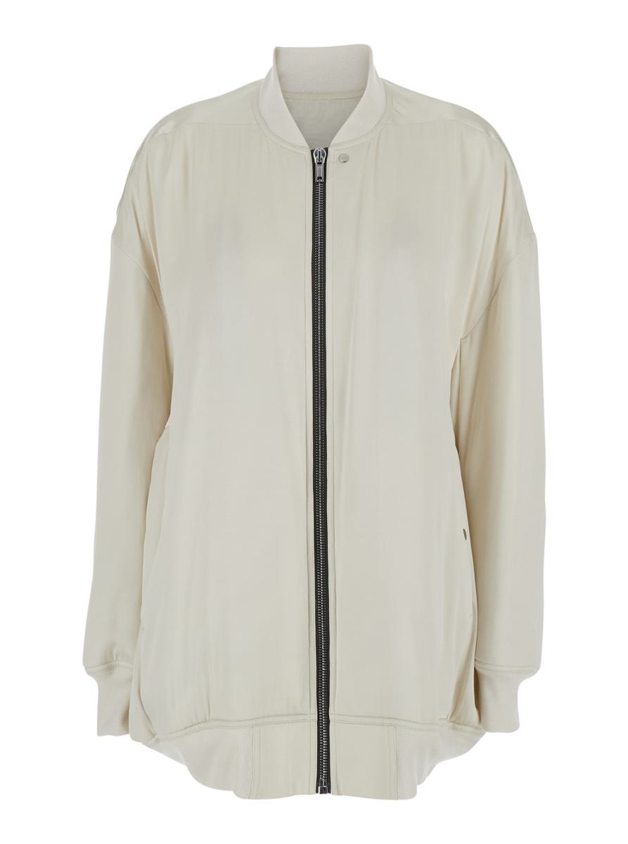 'Jumbo Peter Flight' White Bomber Jacket In Virgin Wool Woman