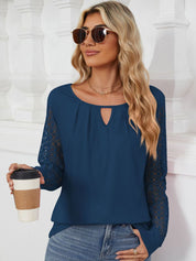 Cutout Round Neck Long Sleeve T-Shirt