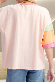 Color Block Round Neck Half Sleeve T-Shirt